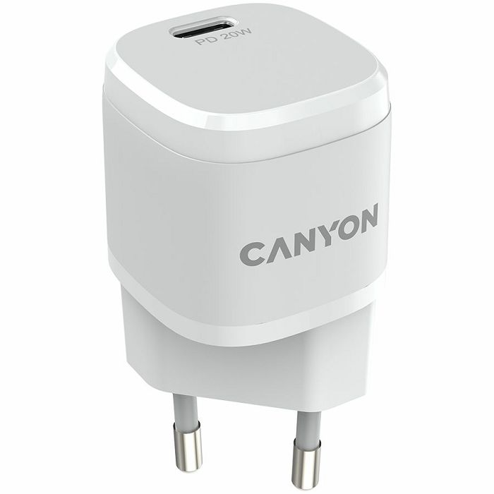 CANYON H-20-05, PD 20W Input: 100V-240V, Output: 1 port charge: USB-C:PD 20W (5V3A/9V2.22A/12V1.66A) , Eu plug, Over- Voltage ,  over-heated, over-current and short circuit protection Compliant with C