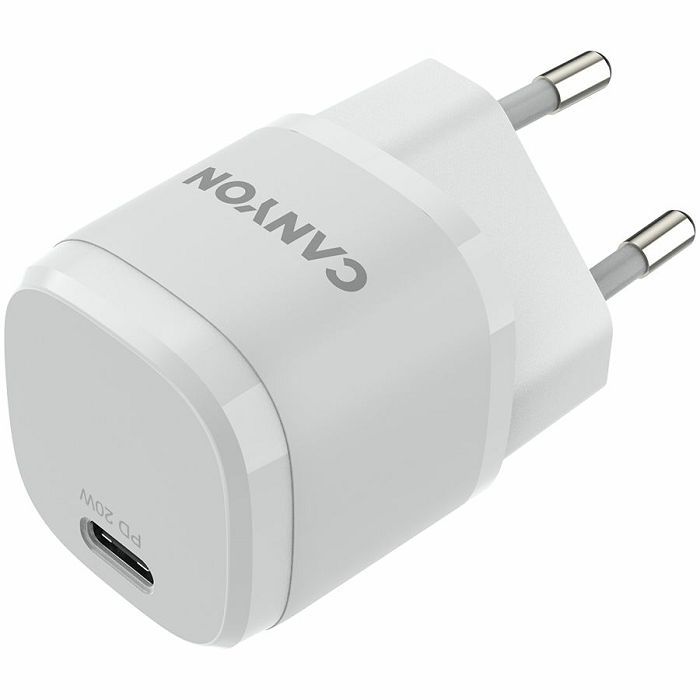 CANYON H-20-05, PD 20W Input: 100V-240V, Output: 1 port charge: USB-C:PD 20W (5V3A/9V2.22A/12V1.66A) , Eu plug, Over- Voltage ,  over-heated, over-current and short circuit protection Compliant with C
