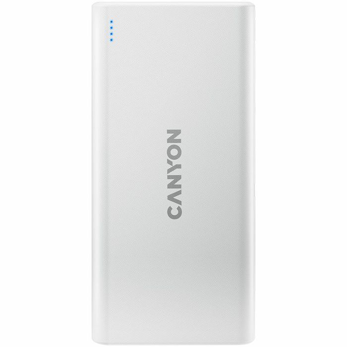 CANYON PB-106 Power bank 10000mAh Li-poly battery, Input 5V/2A, Output 5V/2.1A(Max), USB cable length 0.3m, 140*68*16mm, 0.24Kg, White