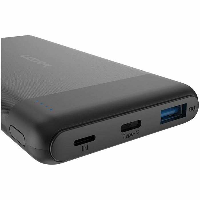 CANYON PB-109 Power bank 10000mAh Li-poly battery, Input Lightning &Type C  : 5V/2A, 9V/2A PD 18W(Max), Output Type C 5V/3A,9V/2.2A,12V/1.5A 20W,  Output USB A:5V3A,9V2A,12V1.5A,18W quick charging cab