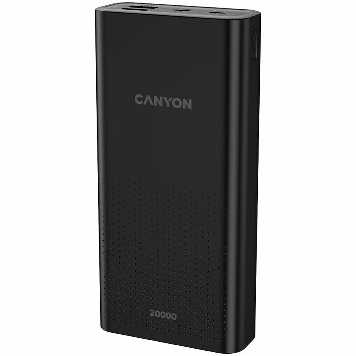 CANYON  PB-2001 Power bank 20000mAh Li-poly battery, Input 5V/2A , Output 5V/2.1A(Max), 144*69*28.5mm, 0.440Kg, Black