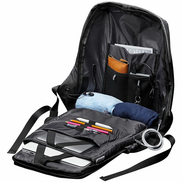 Backpack for 15.6" laptop, black and dark gray (Material: 900D Glued Polyester and 600D Polyester)
