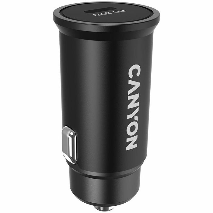 Canyon C-20, PD 20W Pocket size car charger, input: DC12V-24V, output: PD20W, support iPhone12 PD fast charging, Compliant with CE RoHs , Size: 50.6*23.4*23.4, 18g, Black