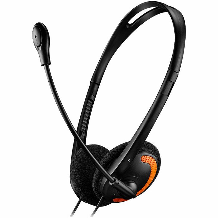 CANYON PC headset with microphone, volume control and adjustable headband, cable 1.8M, Black/Orange