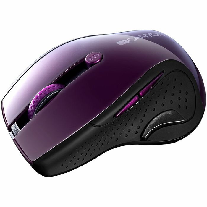 CANYON 2.4Ghz wireless mouse, optical tracking - blue LED, 6 buttons, DPI 1000/1200/1600, Purple pearl glossy