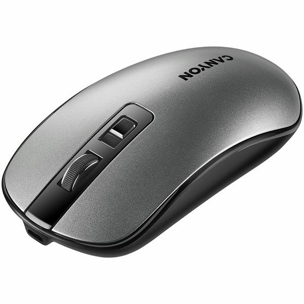 2.4GHz Wireless Rechargeable Mouse with Pixart sensor, 4keys, Silent switch for right/left keys,DPI: 800/1200/1600, Max. usage 50 hours for one time full charged, 300mAh Li-poly battery, Dark grey, ca