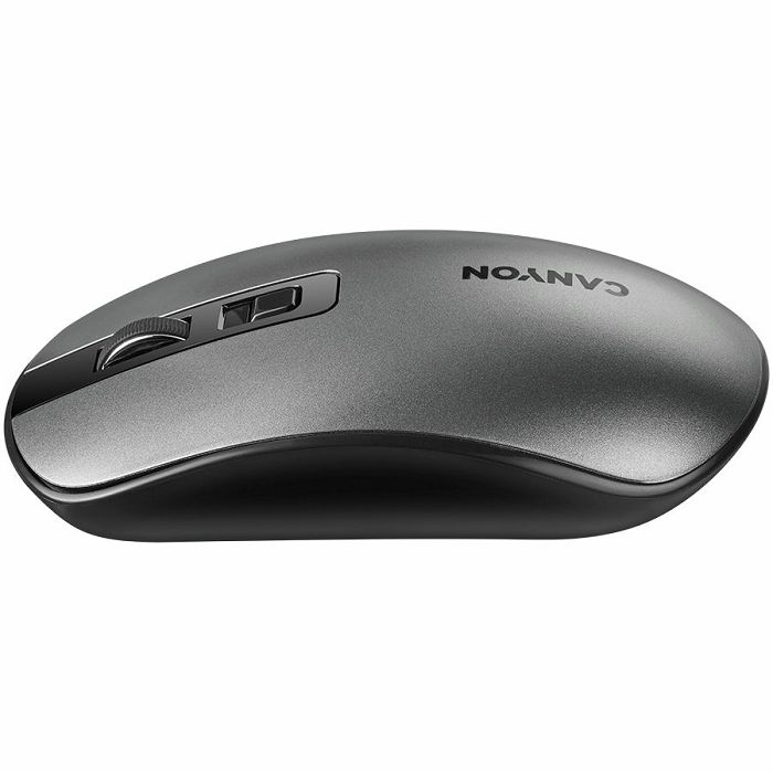2.4GHz Wireless Rechargeable Mouse with Pixart sensor, 4keys, Silent switch for right/left keys,DPI: 800/1200/1600, Max. usage 50 hours for one time full charged, 300mAh Li-poly battery, Dark grey, ca