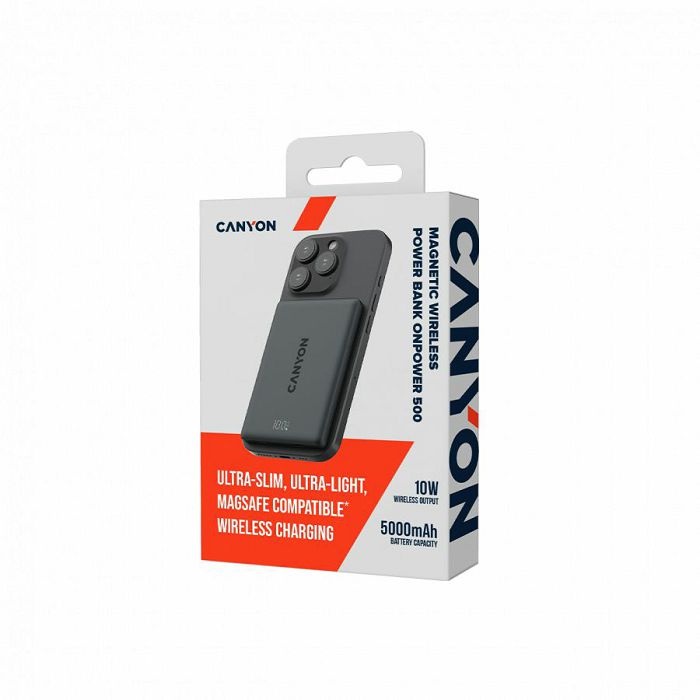 CANYON magnetic power bank OnPower 500 PD20W 5000mAh Aluminium Interstellar Black