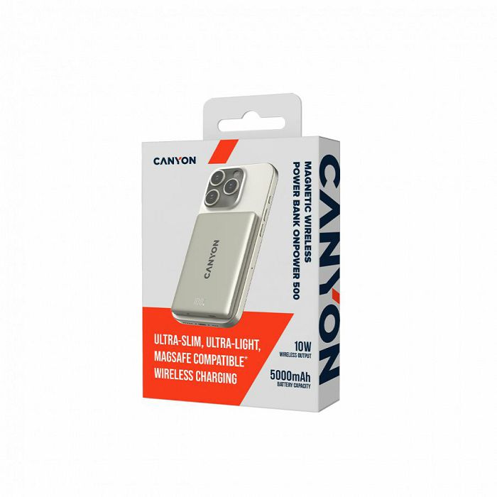 CANYON magnetic power bank OnPower 500 PD20W 5000mAh Aluminium Star Grey