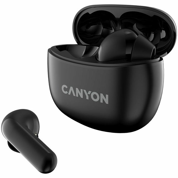 Canyon TWS-5 Bluetooth headset, with microphone, BT V5.3 JL 6983D4, Frequence Response:20Hz-20kHz, battery EarBud 40mAh*2+Charging Case 500mAh, type-C cable length 0.24m, size: 58.5*52.91*25.5mm, 0.03