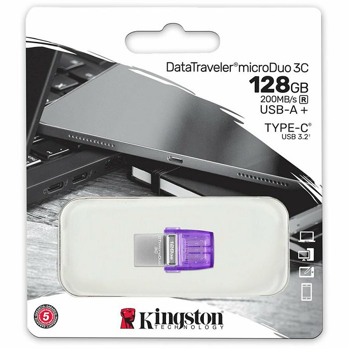 Kingston 128GB DataTraveler microDuo 3C 200MB/s dual USB-A + USB-C EAN: 740617328165