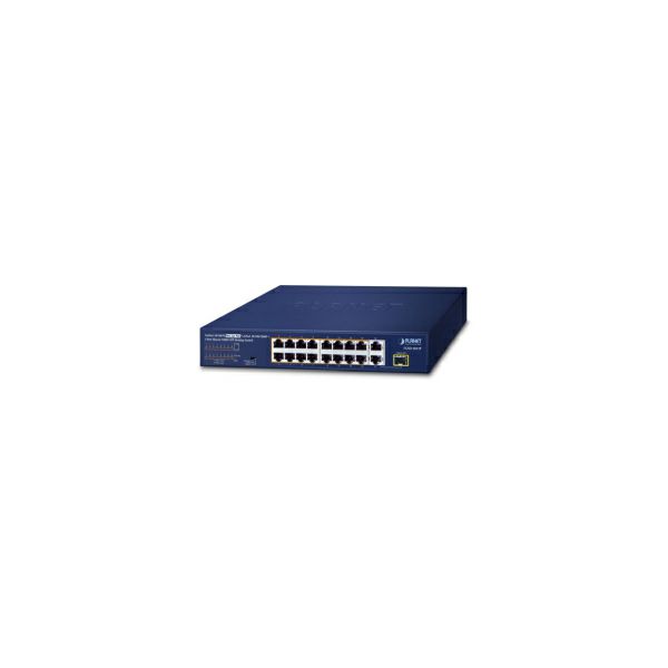 PLANET PoE preklopnik (Switch) 16-port 10/100Mbps + 2-porta 10/100/1000T + 1-port djeljivi 1000X SFP, rackmount kit