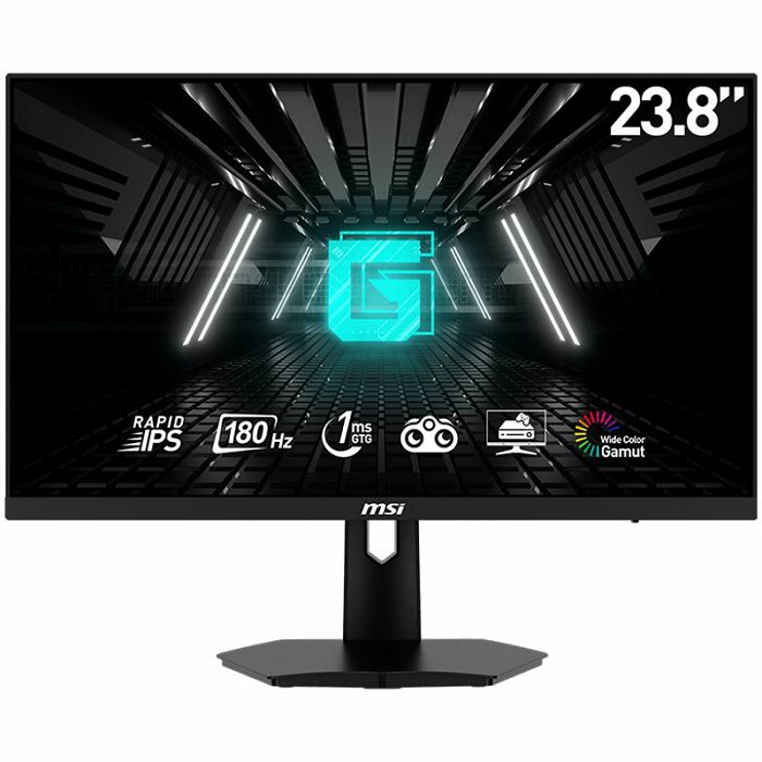 MSI G244F E2 Gaming Monitor, 180Hz Full HD (1920 x 1080), Rapid IPS, 16:9, 300NITS, CR 1000:1, 1ms (GtG), Adaptive-Sync, 1x DP, 2x HDMI, VESA (75x75)