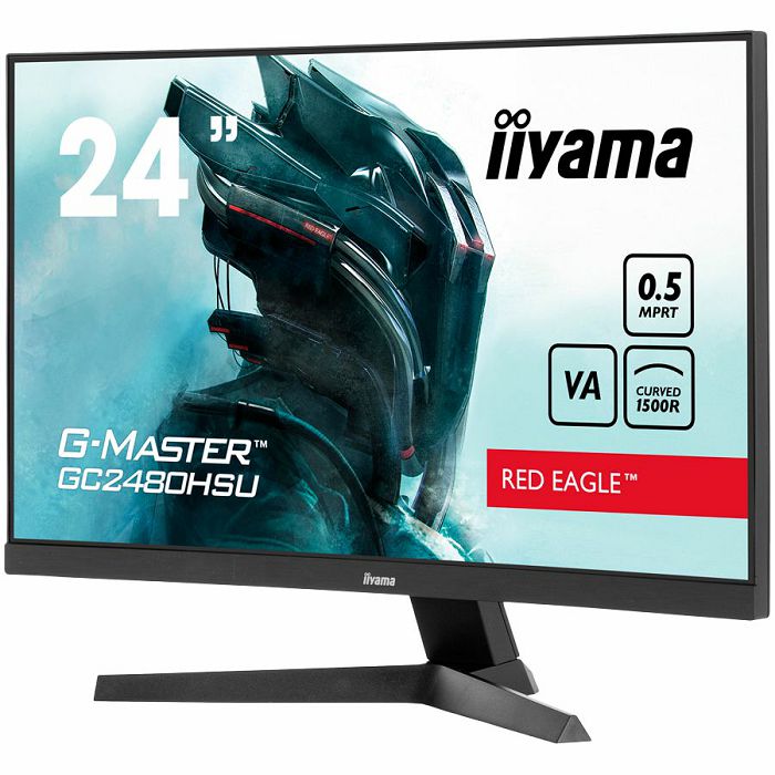 IIYAMA Monitor LED GC2480HSU-B1 23.6" VA Curved 1920 x 1080 180Hz 300 cd/m 3000:1 HDMI DP USB HUB Tilt