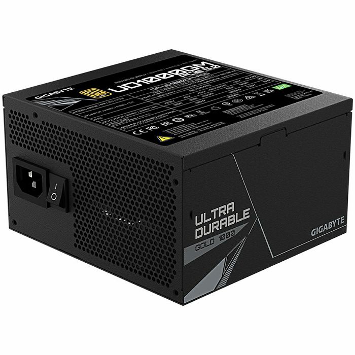 GIGABYTE UD1000GM Power Supply 1000W, PCIe Gen5 16Pin x 1 600W, Modular, 80 PLUS Gold, Japanese capacitors, 120mm smart control fan, EU plug