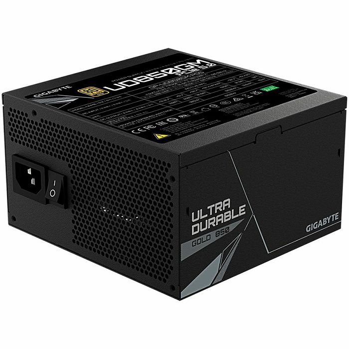 GIGABYTE UD850GM Power Supply 850W, PCIe Gen5 16Pin x 1 600W, Modular, 80 PLUS Gold, Japanese capacitors, 120mm smart control fan, EU plug