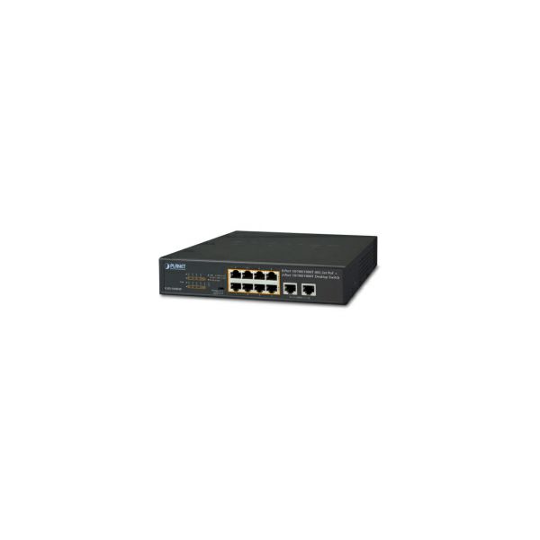 PLANET 10" Gigabit preklopnik (Switch) 10-port 10/100/1000Mbps sa 8-port IEEE 802.3at PoE+ Injector, 1U desktop/rack mountable (120W)