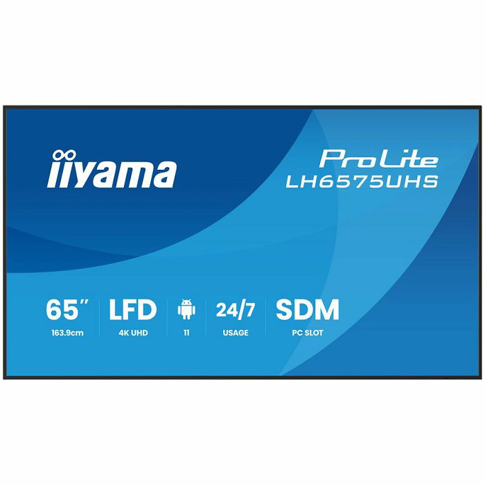 yama ProLite LH6575UHS-B2AG 65" Diagonal Class (64.5" viewable) LED-backlit LCD display digital signage built-in media player SDM Slot PC 4K UHD (2160p) 3840 x 2160 black matte