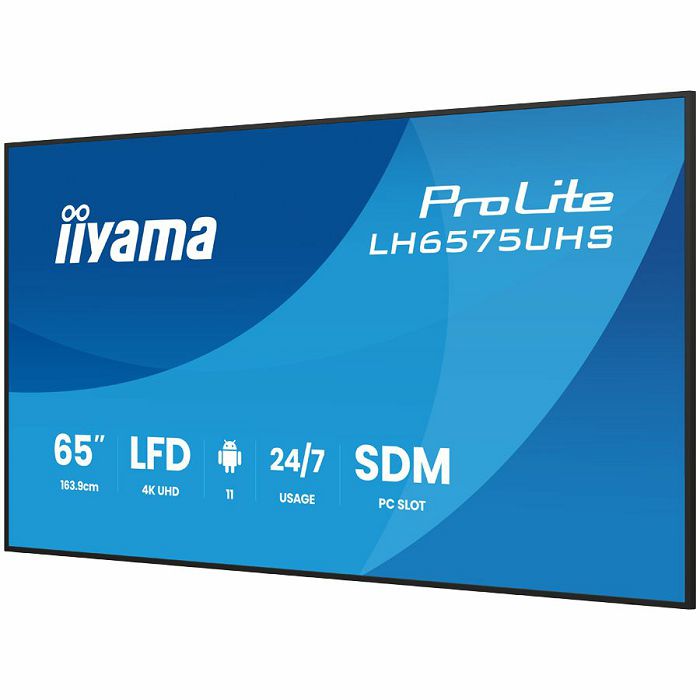 yama ProLite LH6575UHS-B2AG 65" Diagonal Class (64.5" viewable) LED-backlit LCD display digital signage built-in media player SDM Slot PC 4K UHD (2160p) 3840 x 2160 black matte