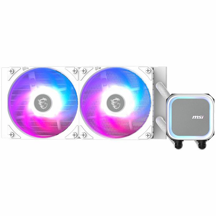 MSI MAG CORELIQUID A13 240 WHITE, 2x120mm Pre-installed ARGB Daisy Chain Fans, Replacable Top Cover, Copper Base Intel LGA 1700/1851, AMD AM5/AM4, 3Y Warranty