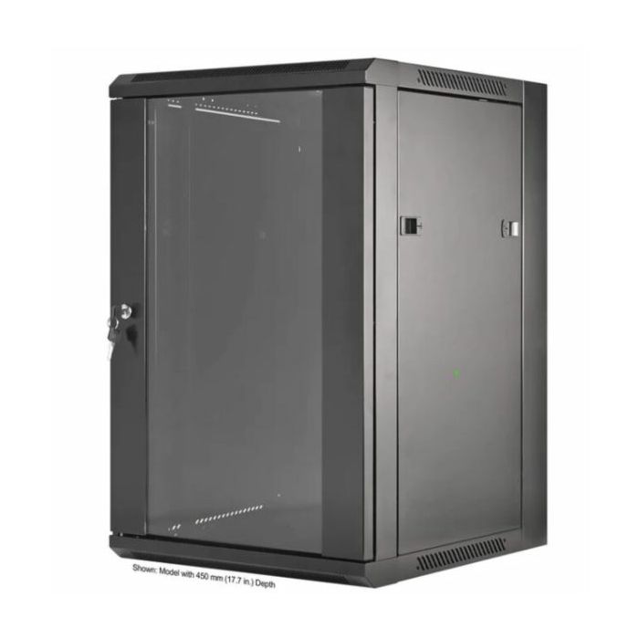 Intellinet 19" Wallmount Cabinet, 15U, 600 mm (23.6 in.) Depth, Black