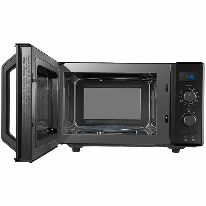 3-in-1 Microwave Oven with Grill and Combination Hob, 23 Litres, Rotating Plate with Storage, Timer, Built-in LED Lights, 900 W, Grill 1050 W, Pizza Programme, Black