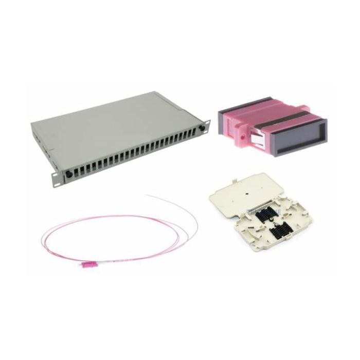 NFO Patch Panel 1U 19" Pull-out - Singlemode 24x SC OM4 Duplex Adapter Pigtail kazeta SET