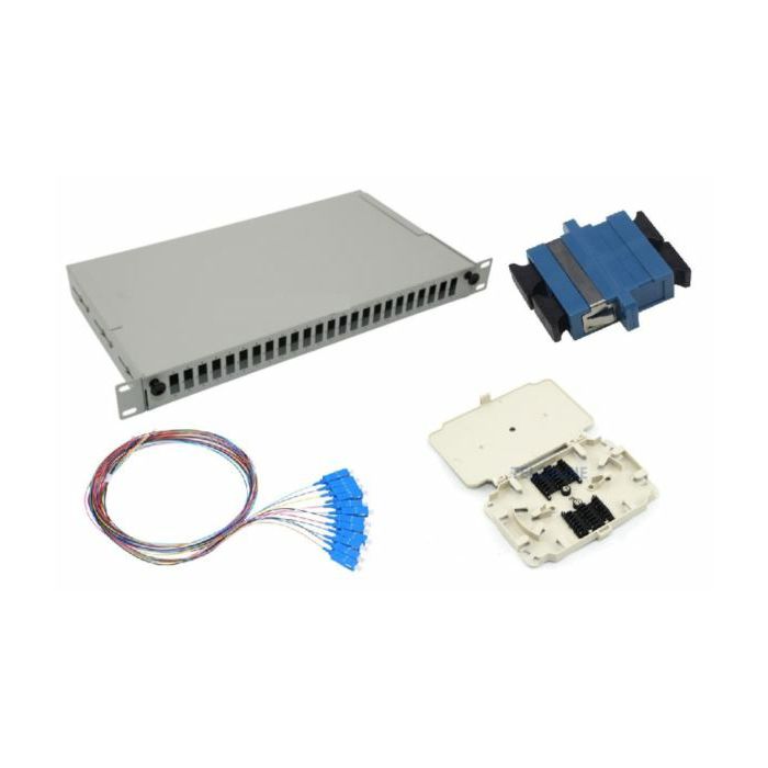 NFO Patch Panel 1U 19" Pull-out - Singlemode 24x SC UPC Duplex Adapter Pigtail kazeta SET