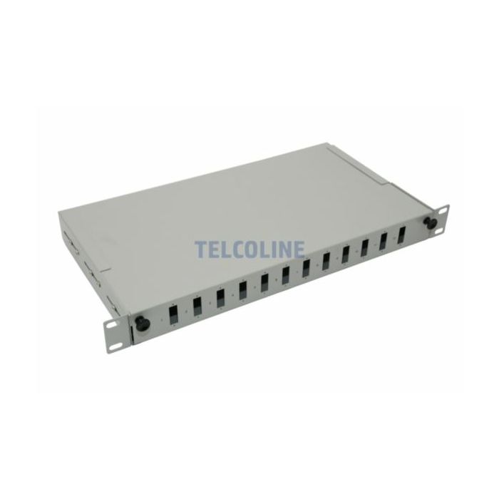 NFO Patch Panel 1U 19" - 12x SC Duplex, Pull-out, 1 tray, Gray