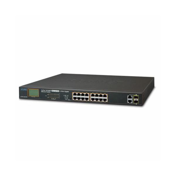 Planet 16-Port 10 100TX 802.3at PoE 2-Port Gigabit TP SFP Combo Desktop Switch