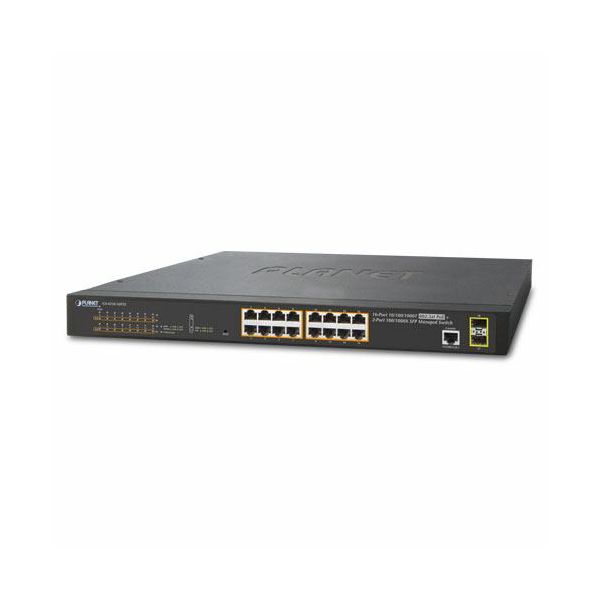 Planet 16-Port Gbe 802.3at PoE 2-Port 100 1000X SFP Managed Switch