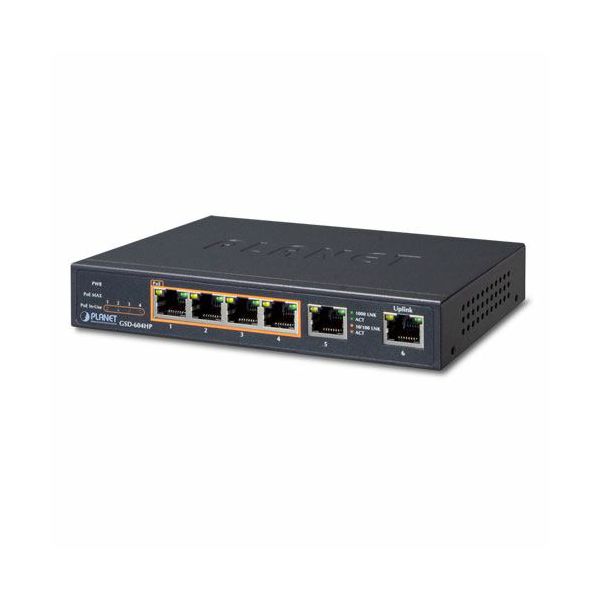 Planet 4 Gig 802.3at PoE Ports 2 Port Gig Switch