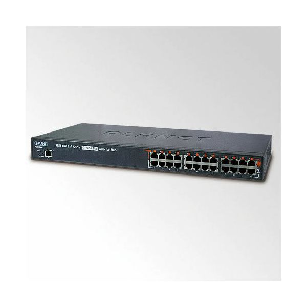 Planet 12-Port Gigabit IEEE 802.3af Power over Ethernet Injector Hub