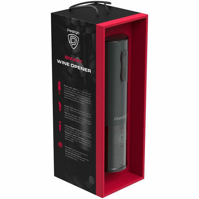 Bolsena, Electric wine opener with Prestigio Logo, aerator , vacuum preserver, Black color