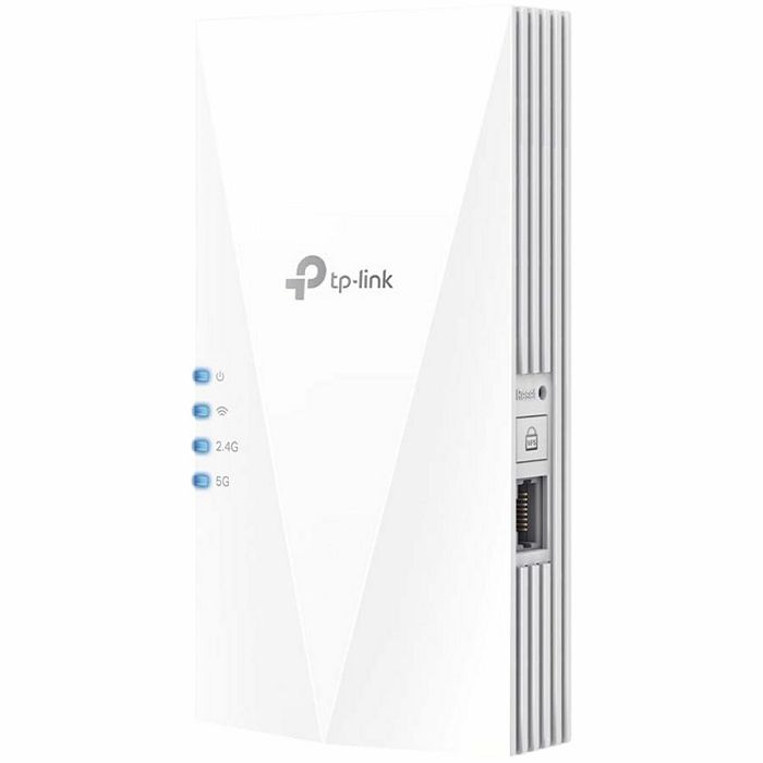 TP Link AX1800 Wi-Fi 6 Range Extender, 2.4GHz and 5GHz, 1 Gigabit Ethernet Port, 574 Mbps at 2.4GHz, 1201 Mbps at 5GHz, WPS Button, Reset Button, 2 Internal Antennas