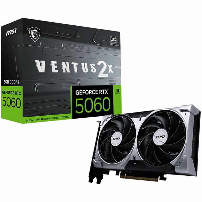 MSI Video Card NVIDIA GeForce RTX 5060 8G VENTUS 2X OC (8GB GDDR7/128bit, 3xDP, 1xHDMI, Recommended PSU 550W)