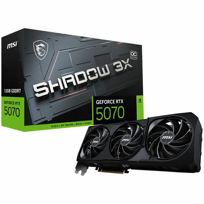 MSI Video Card Nvidia GeForce RTX 5070 12G SHADOW 3X OC (12GB GDDR7/192bit, PCI-E Gen5, 3x DP 2.1, 1x HDMI 2.1, 1x 16-pin Power Connector, Retail)