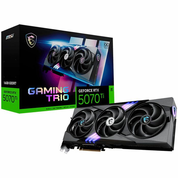 MSI Video Card Nvidia GeForce RTX 5070 TI 16G GAMING TRIO OC (16GB GDDR7/256bit, PCI Express Gen 5, 3xDP, 1xHDMI, Recommended PSU 300W) ATX
