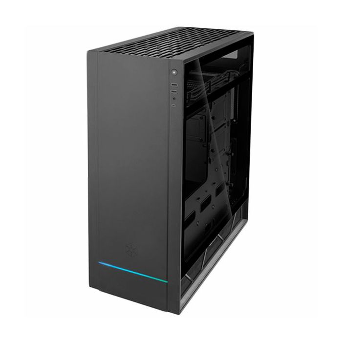 SilverStone ALTA F1 Midi-Tower Stack Effect Gaming Computer Case, Glass Panel, 3x140mm Fan, black