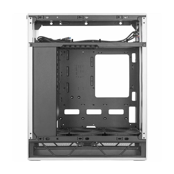 SilverStone ALTA F1 Midi-Tower Stack Effect Gaming Computer Case, Glass Panel, 3x140mm Fan, silver