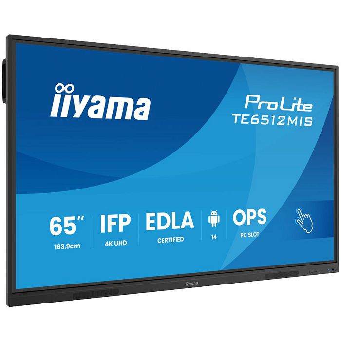 Iiyama ProLite TE6512MIS-B4AG 65" Diagonal Class LED-backlit LCD display interactive digital signage (multi touch) / optional slot-in PC capability 4K UHD (2160p) 3840 x 2160 Direct LED matte black (