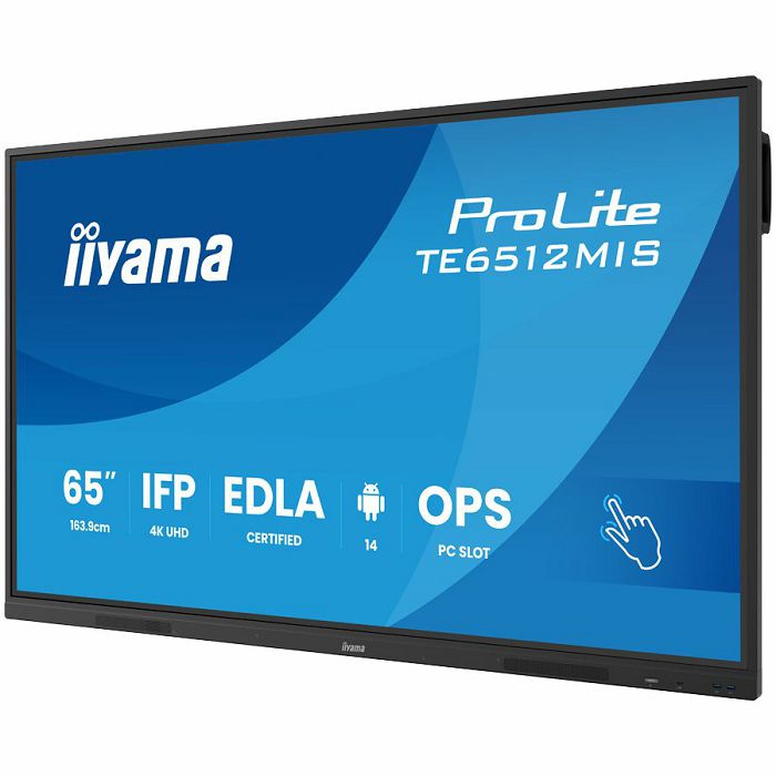 Iiyama ProLite TE6512MIS-B4AG 65" Diagonal Class LED-backlit LCD display interactive digital signage (multi touch) / optional slot-in PC capability 4K UHD (2160p) 3840 x 2160 Direct LED matte black (