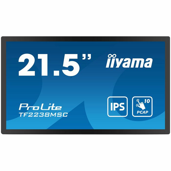 IIYAMA 21,5" Bonded PCAP Bezel Free 10P Touch with Anti-Fingerprint coating, 1920x1080, IPS panel, DisplayPort, HDMI, 525cd/m² (with touch), Gloves and Waterproof mode, Palm Rejection, USB Touch Inter