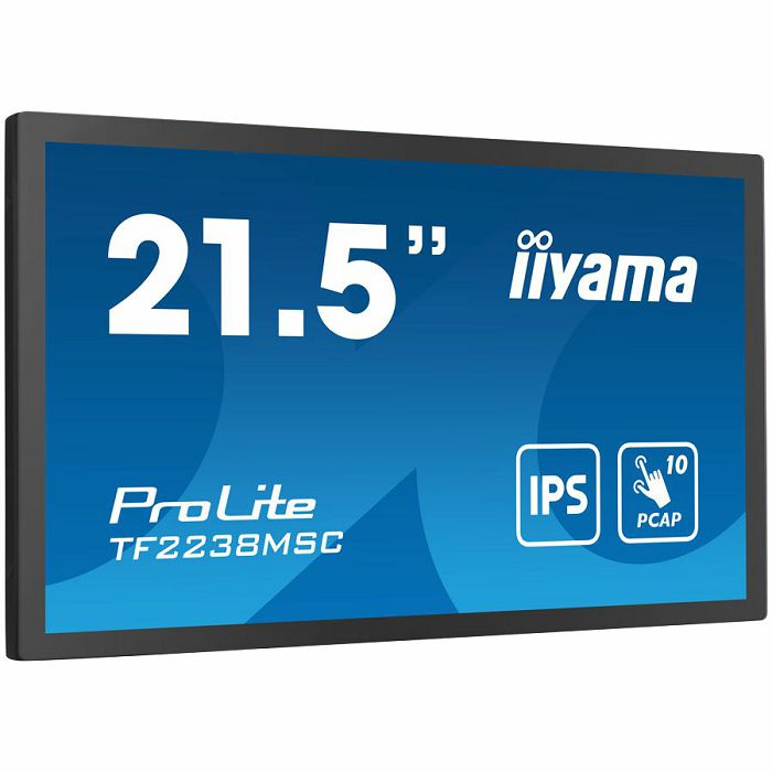 IIYAMA 21,5" Bonded PCAP Bezel Free 10P Touch with Anti-Fingerprint coating, 1920x1080, IPS panel, DisplayPort, HDMI, 525cd/m² (with touch), Gloves and Waterproof mode, Palm Rejection, USB Touch Inter
