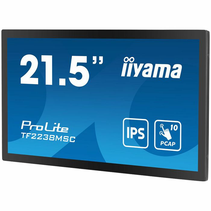IIYAMA 21,5" Bonded PCAP Bezel Free 10P Touch with Anti-Fingerprint coating, 1920x1080, IPS panel, DisplayPort, HDMI, 525cd/m² (with touch), Gloves and Waterproof mode, Palm Rejection, USB Touch Inter