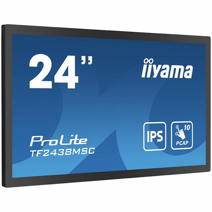 IIYAMA Monitor LED TF2438MSC-B1 TOUCH 23.8” 10pt Optical Bonded PCAP Open Frame 1920 x 1080 600cd 1000:1 5ms bonded PCAP HDMI DP USB landscape, portrait, face-up