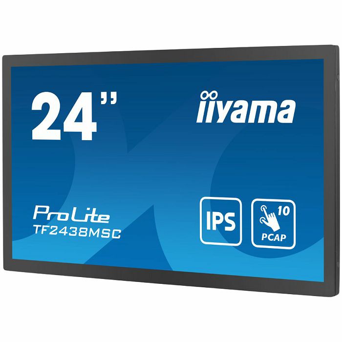 IIYAMA Monitor LED TF2438MSC-B1 TOUCH 23.8” 10pt Optical Bonded PCAP Open Frame 1920 x 1080 600cd 1000:1 5ms bonded PCAP HDMI DP USB landscape, portrait, face-up