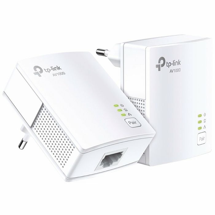 "AV1000 Gigabit Powerline Starter KitSPEED: 1000 Mbps PowerlineSPEC: Broadcom CPU, HomePlug AV2, 1+1 Gigabit PortFEATURE: Plug and Play, tpPLC Utility, Pair for More SecurityKIT: 2× TL-PA7017"