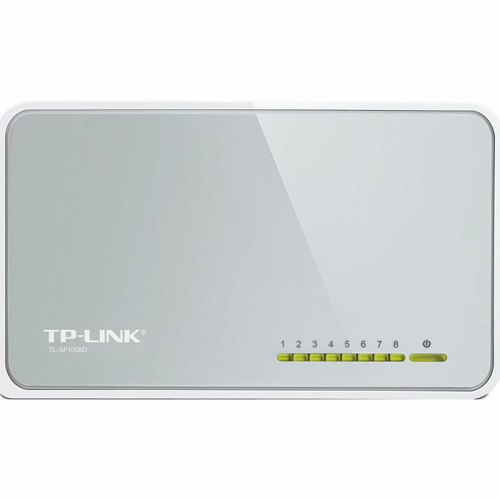 Switch TP-Link TL-SF1008D, 8-Port RJ45 10/100Mbps desktop switch, Fanless, LED indicator, Auto Negotiation/Auto MDI/MDIX, Plastic case