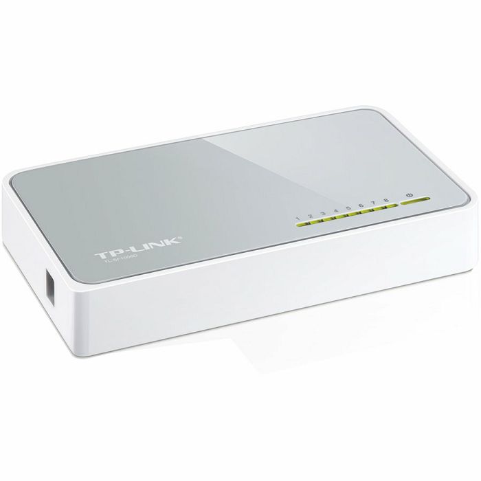 Switch TP-Link TL-SF1008D, 8-Port RJ45 10/100Mbps desktop switch, Fanless, LED indicator, Auto Negotiation/Auto MDI/MDIX, Plastic case